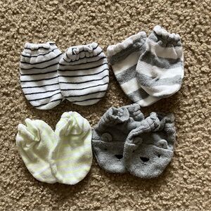 Adorable Striped and Animal Print Baby Mittens Set